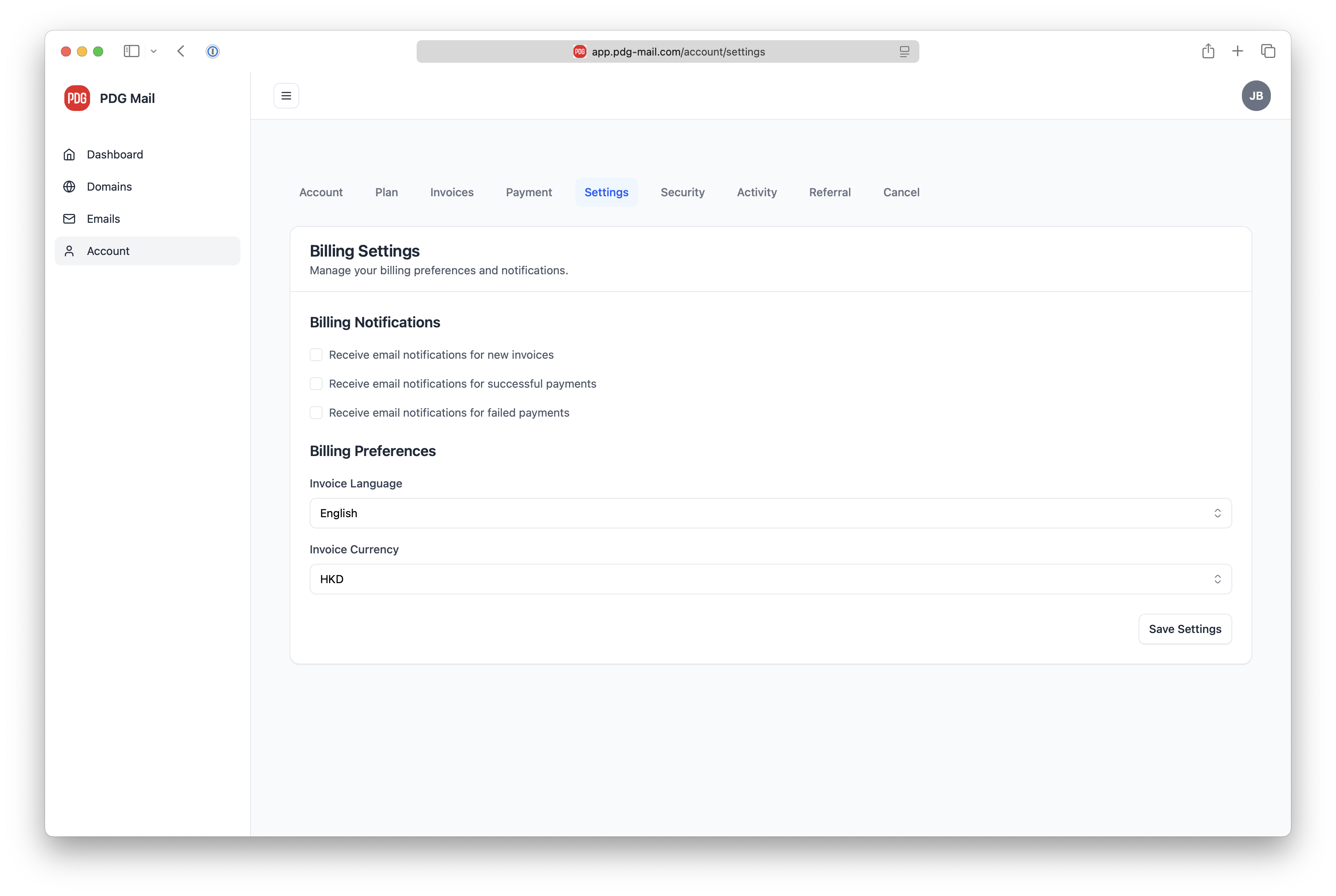 Invoice Preferences Settings