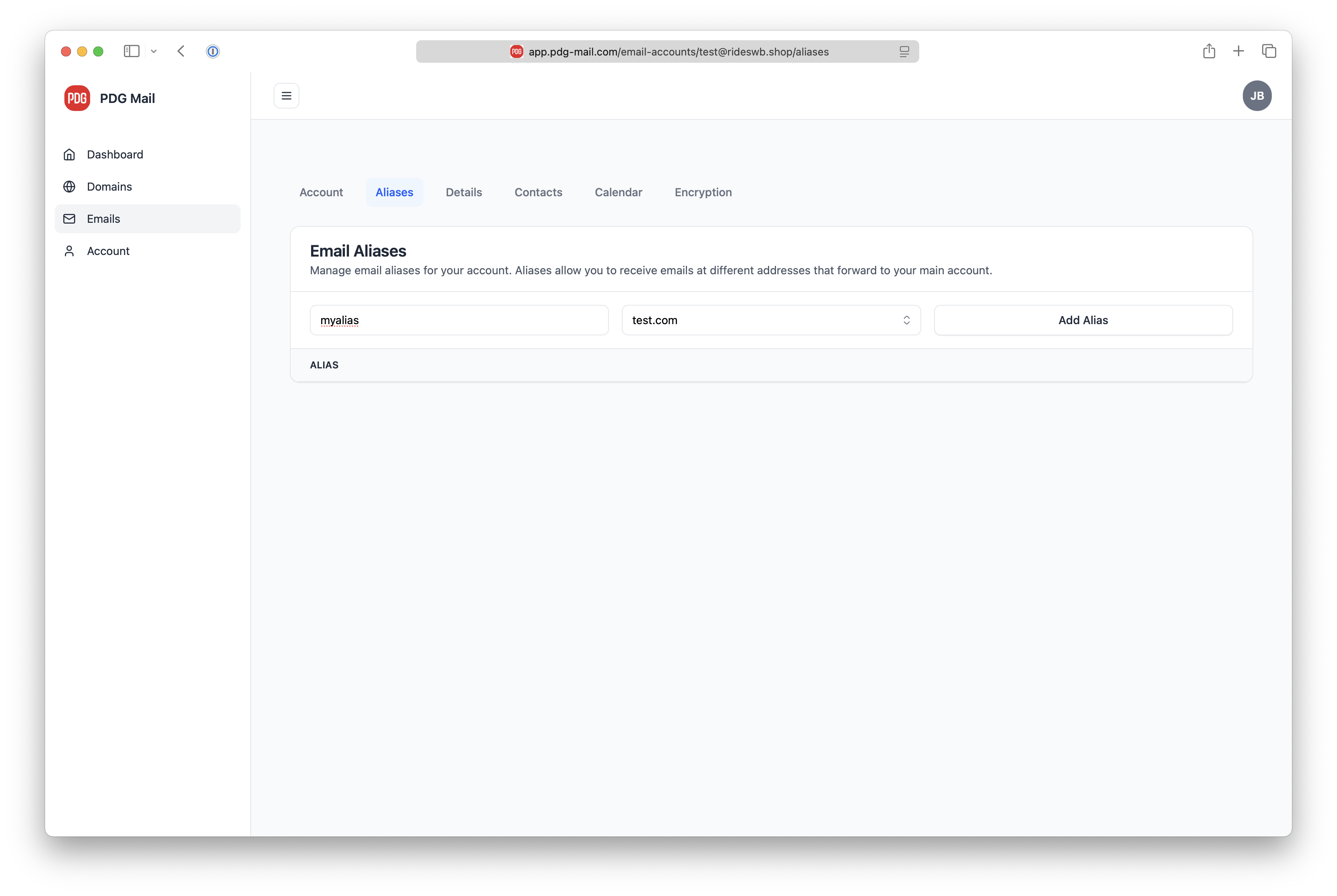 Adding an Email Alias