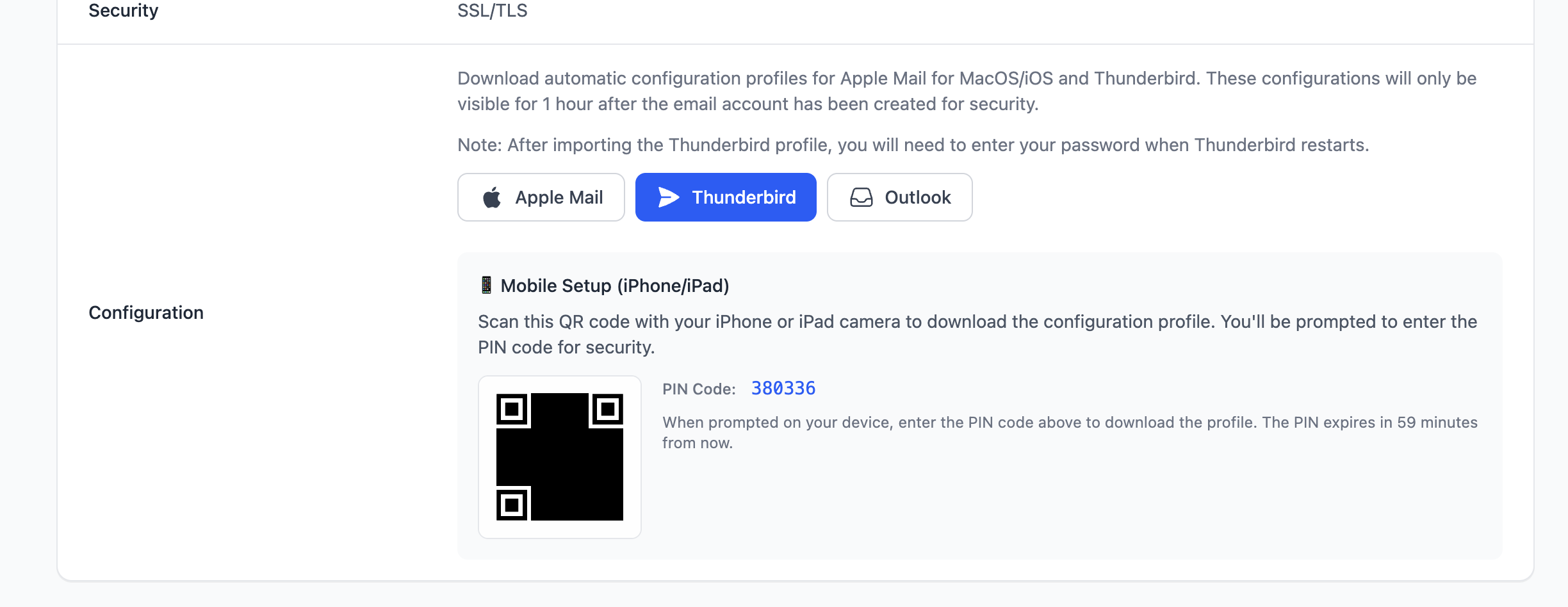 Apple Mail Configuration Button