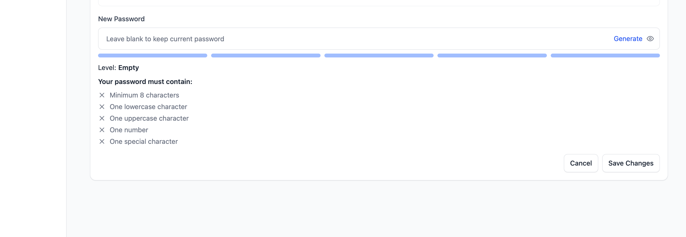 Password Reset Interface